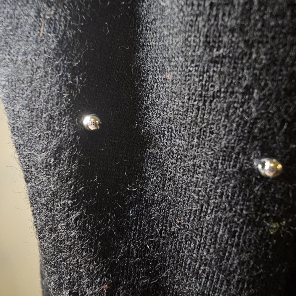 Vintage 80s Wool Black Dress - Womens Size S - Wool Dark Academia Deadstock Glam - Picture 8 of 14